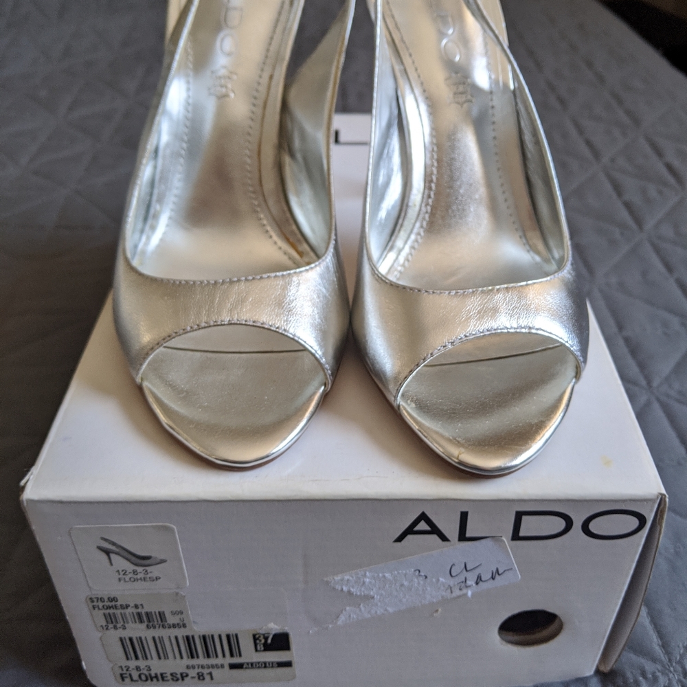 Aldo Silver Slingback Heels